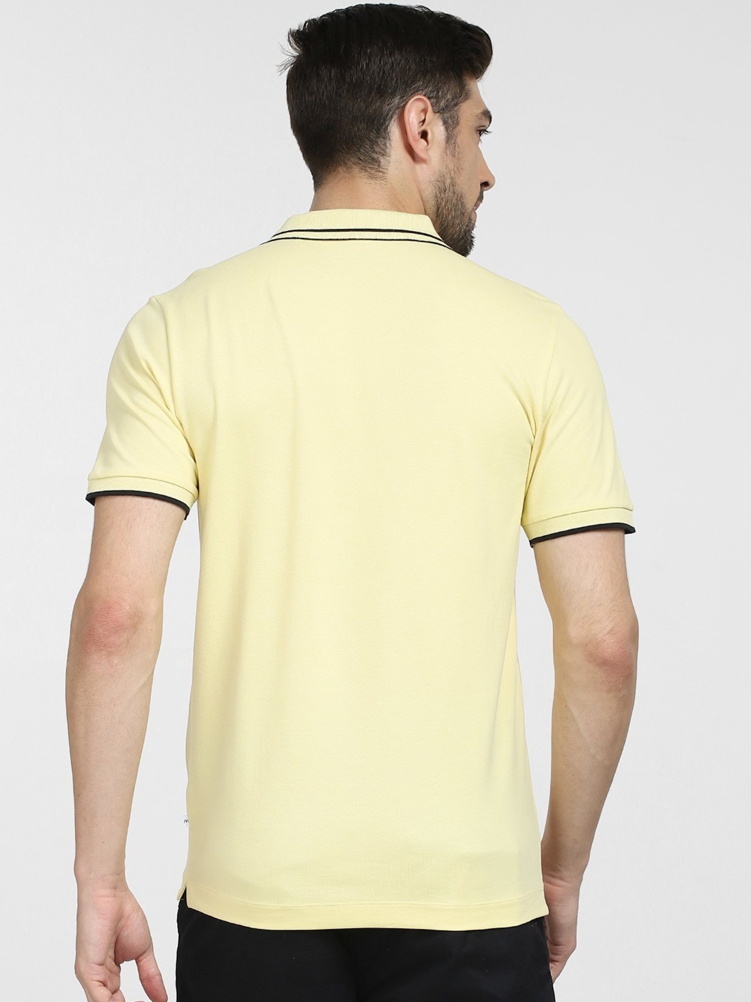 SELECTED HOMME Yellow Cotton Slim Fit Polo T-Shirt