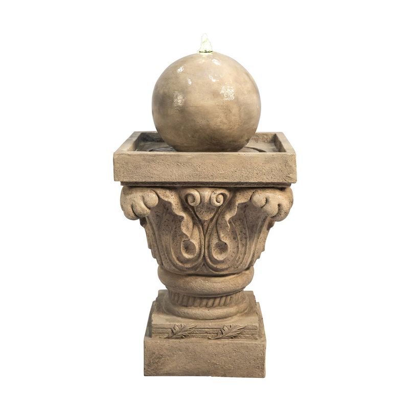 27.8" Sphere Outdoor Fountain with LED Light Tan- Peaktop