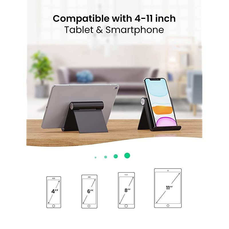 Tablet Stand Holder Adjustable Compatible for iPad 10.2 2019 iPad Pro 11 Inch 2020 iPad 9.7 2018 iPad Mini 5 4 3 2 iPad Air Nintendo Switch iPhone 12 Pro Max 11 XS XR X 8 Plus 7 6 Black
