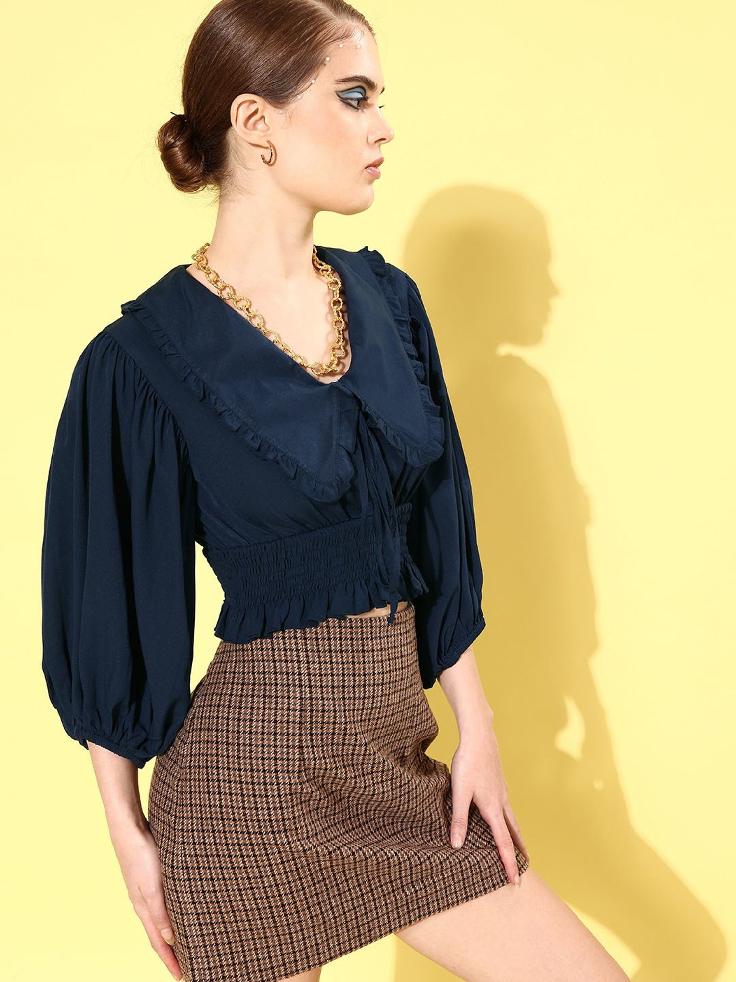 QUIERO Navy Regular Fit Top