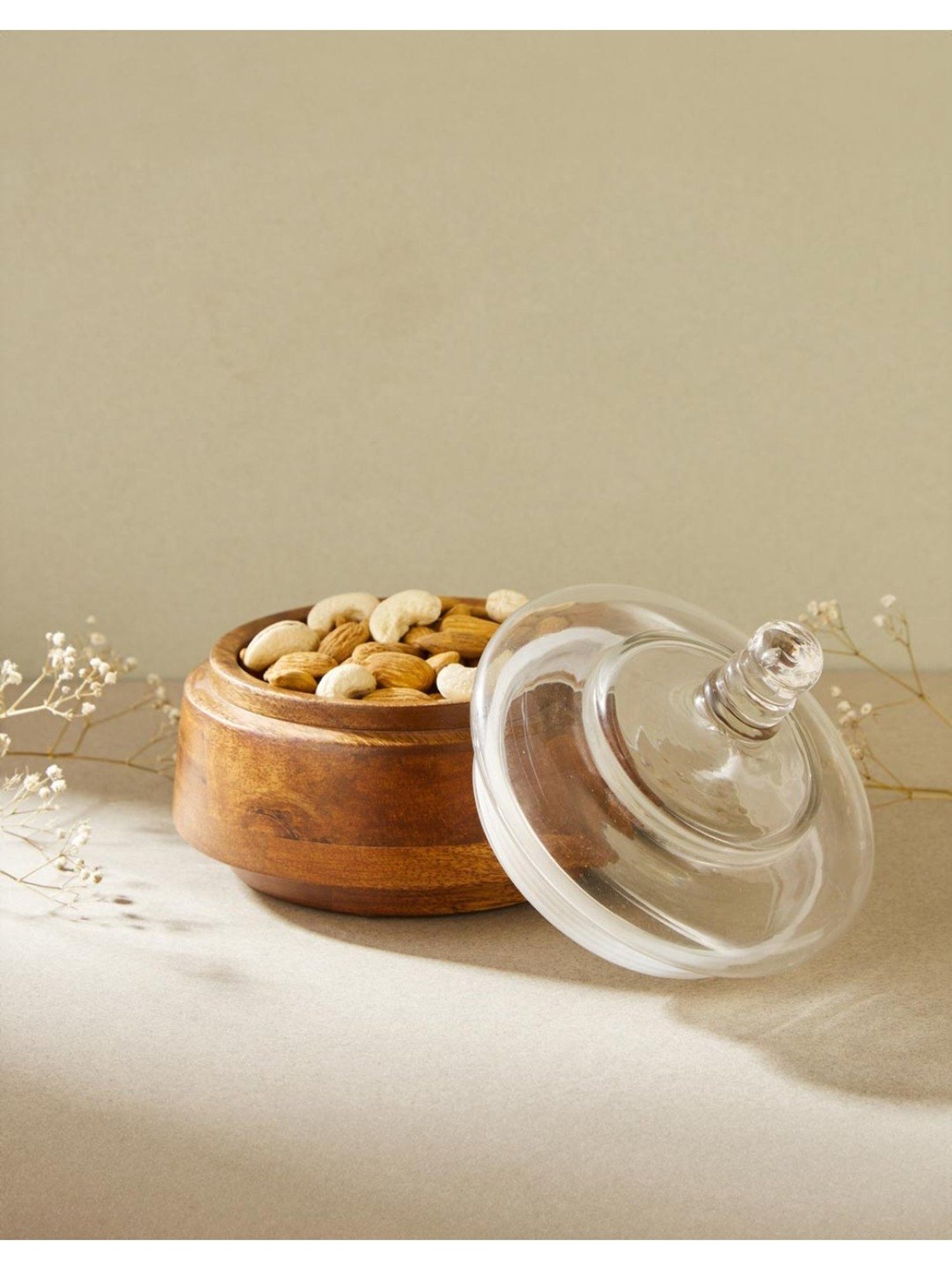 Fabindia Home Arali Solid Brown Wood Jar