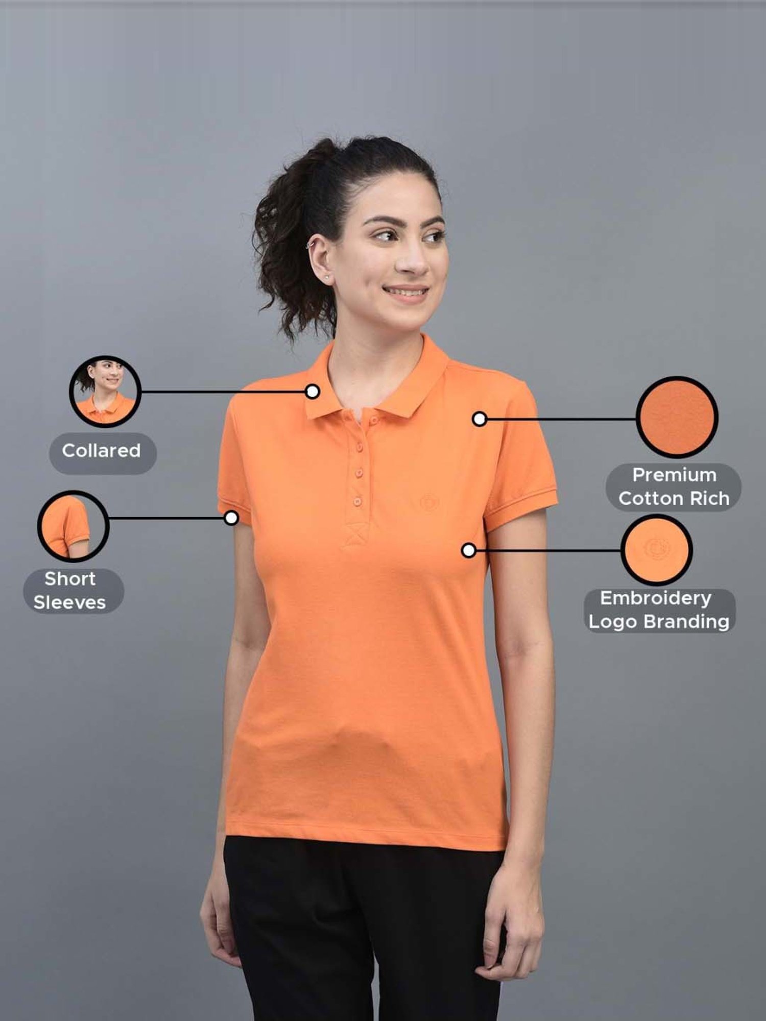 Dollar Orange Cotton Sports T-Shirt