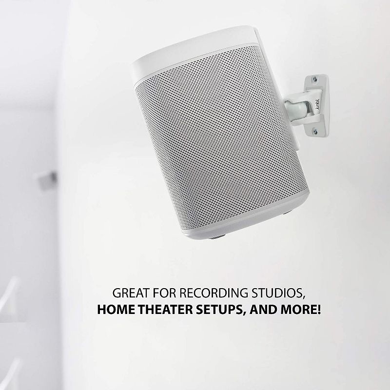 Jumbl ProGrip Ultra Stainless Steel Speaker Wall Mount Bracket - Holds up to 10 Lbs. (Pair of 2 Brackets) White