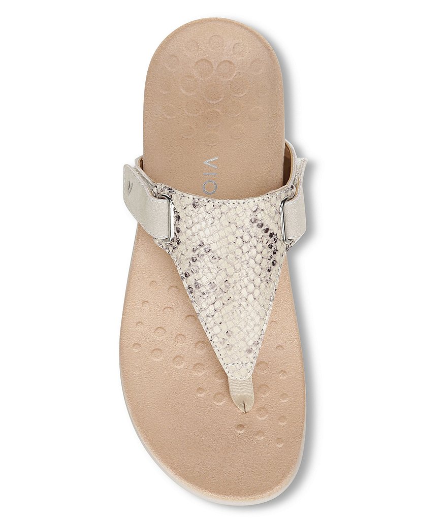 Vionic Wanda Snake Embossed T-Strap Sandals