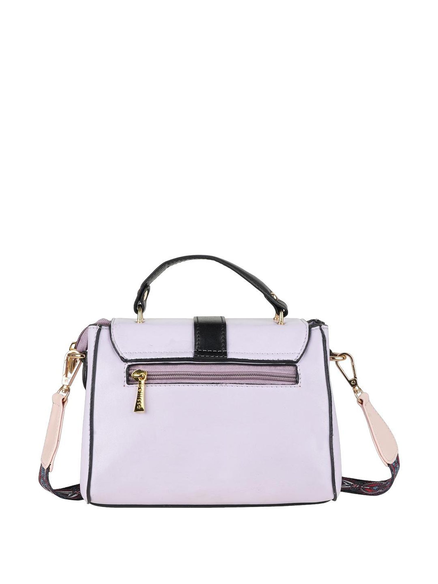 Bellissa Purple PU Solid Satchel Hand Bag