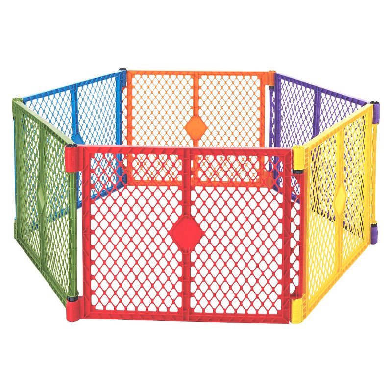 Toddleroo By North States Superyard Colorplay 6 Panel Freestanding Gate