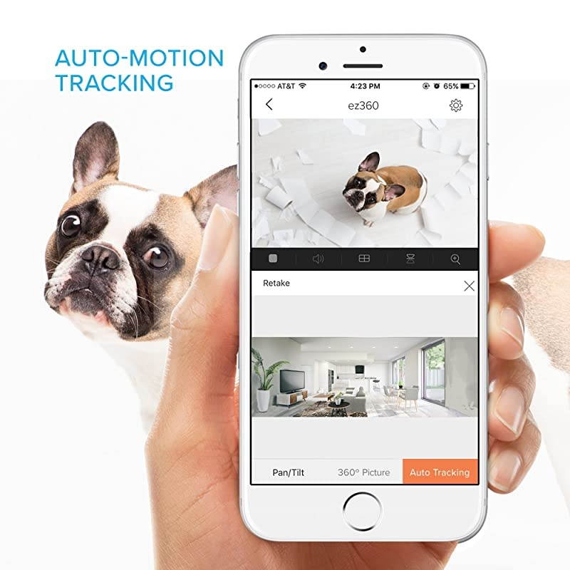 EZ360 1080P HD PanTiltZoom WiFi Home Security CameraAuto Motion Tracking Night Vision TwoWay Audio White Camera Only