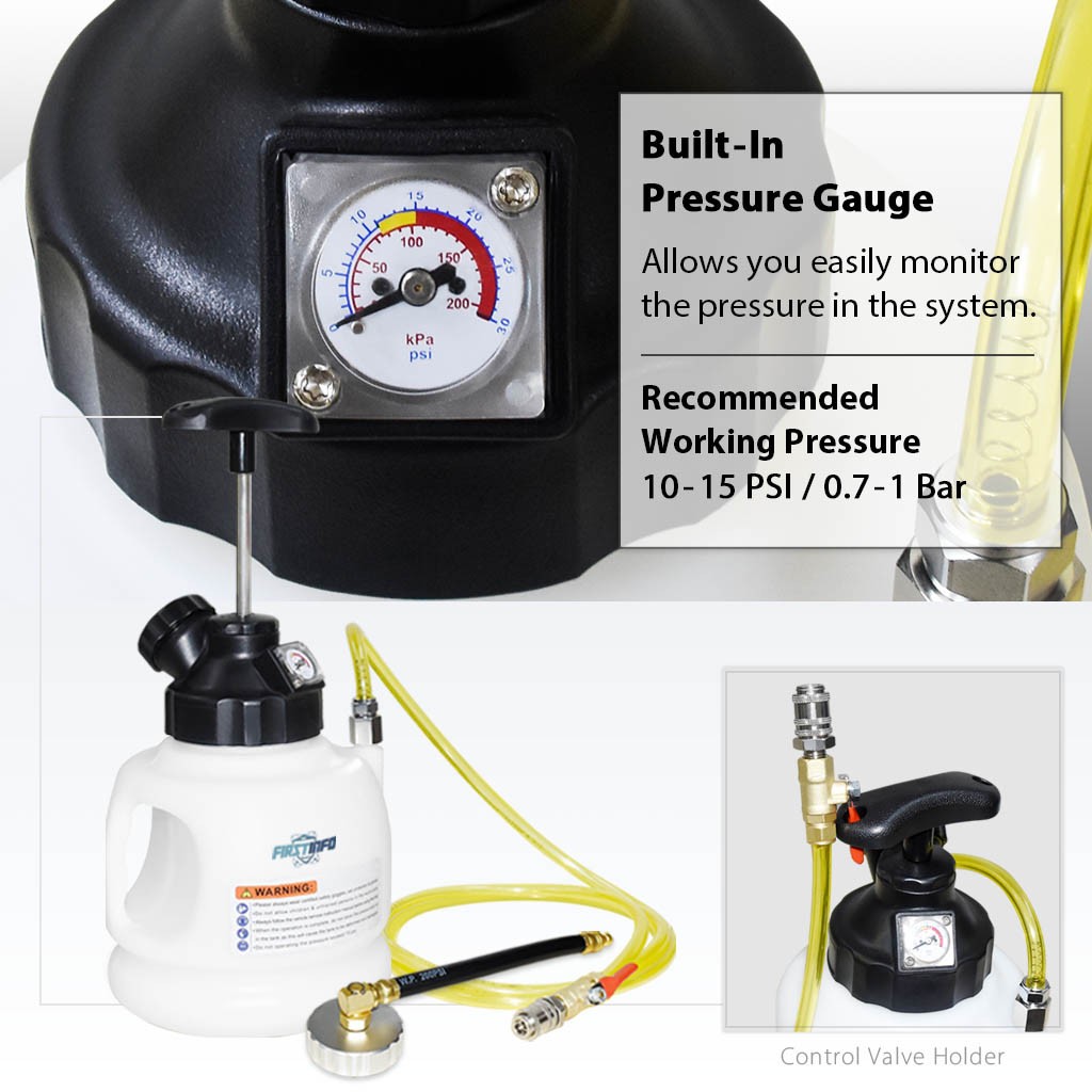 FIRSTINFO 3 Liter Manual Brake Fluid Pressure Bleeder One Person Manual Pump Operation