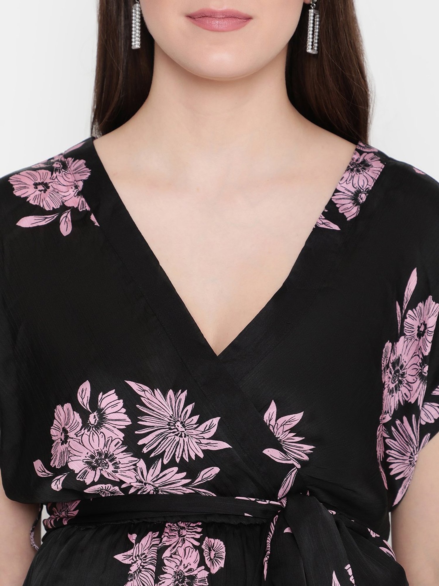 Oxolloxo Black Floral Print Maternity Tunic