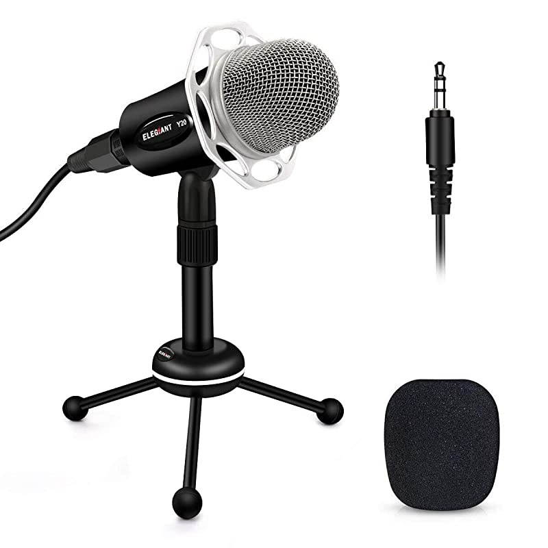 PC Microphone,  Y20 Portable Condenser Microphone 3.5mm Plug & Play with Tripod Stand Home Studio Recording Microphone for Computer, Smartphone, iPad, Podcasting Karaoke, YouTube, Skype, Games