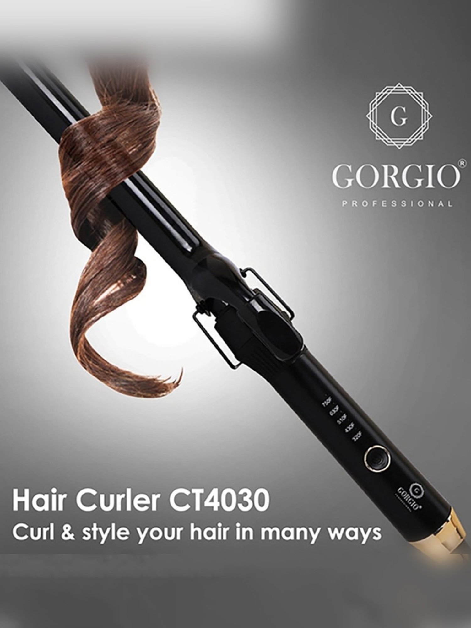 Gorgio Professional CT4030 22mm Hair Curling Tong (Black)