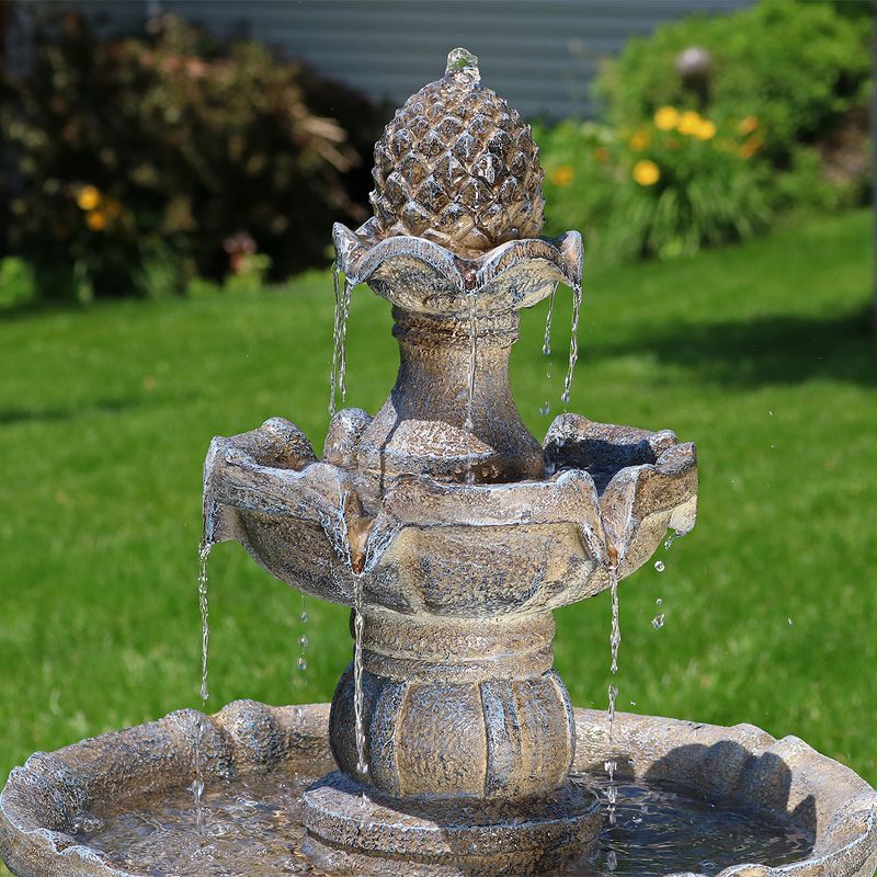 Chatsworth Two Tier Solar On Demand Fountain with Weathered Stone - Smart Solar
