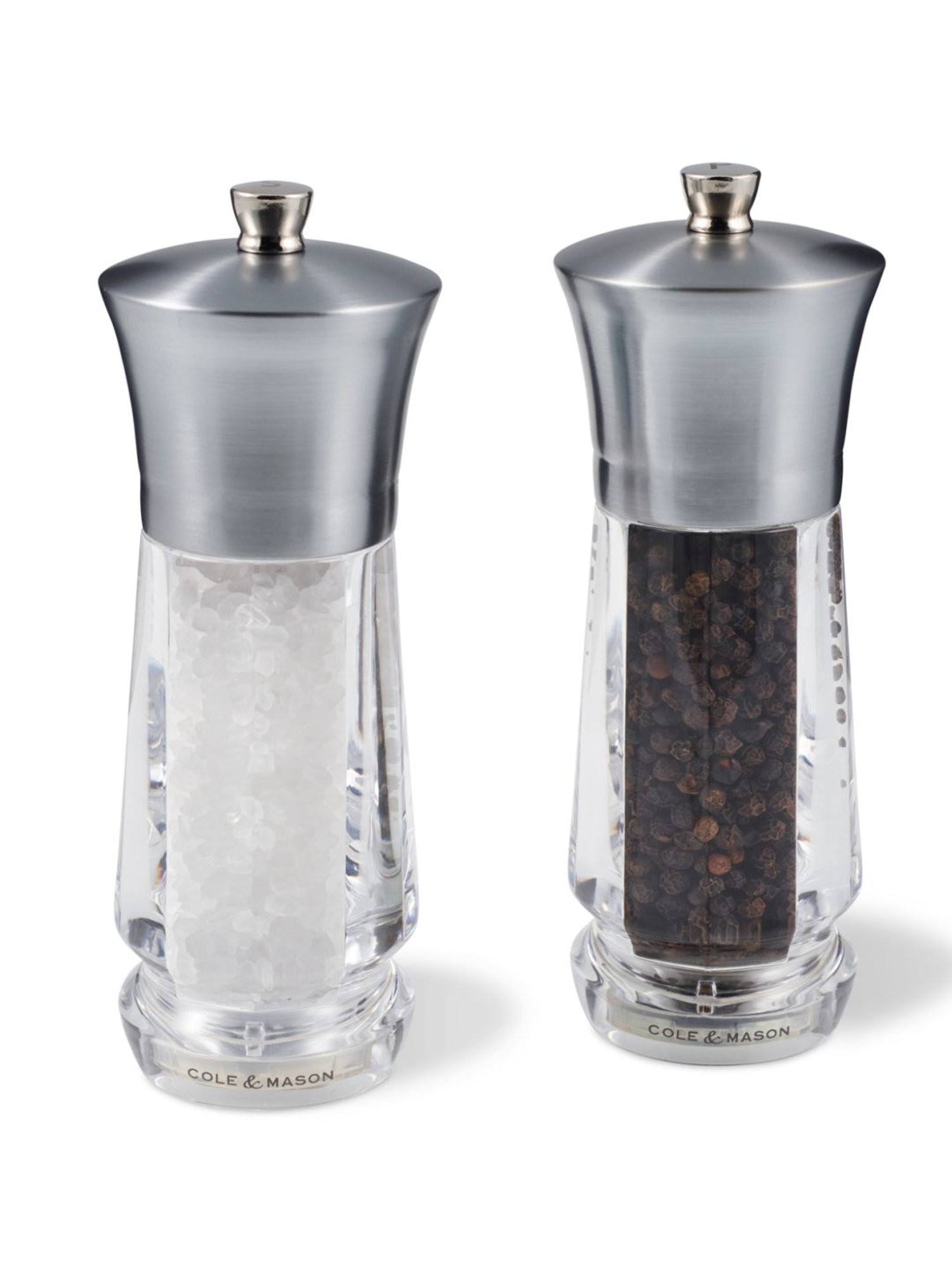 COLE & MASON Transparent Stainless Steel Salt & Pepper Mill