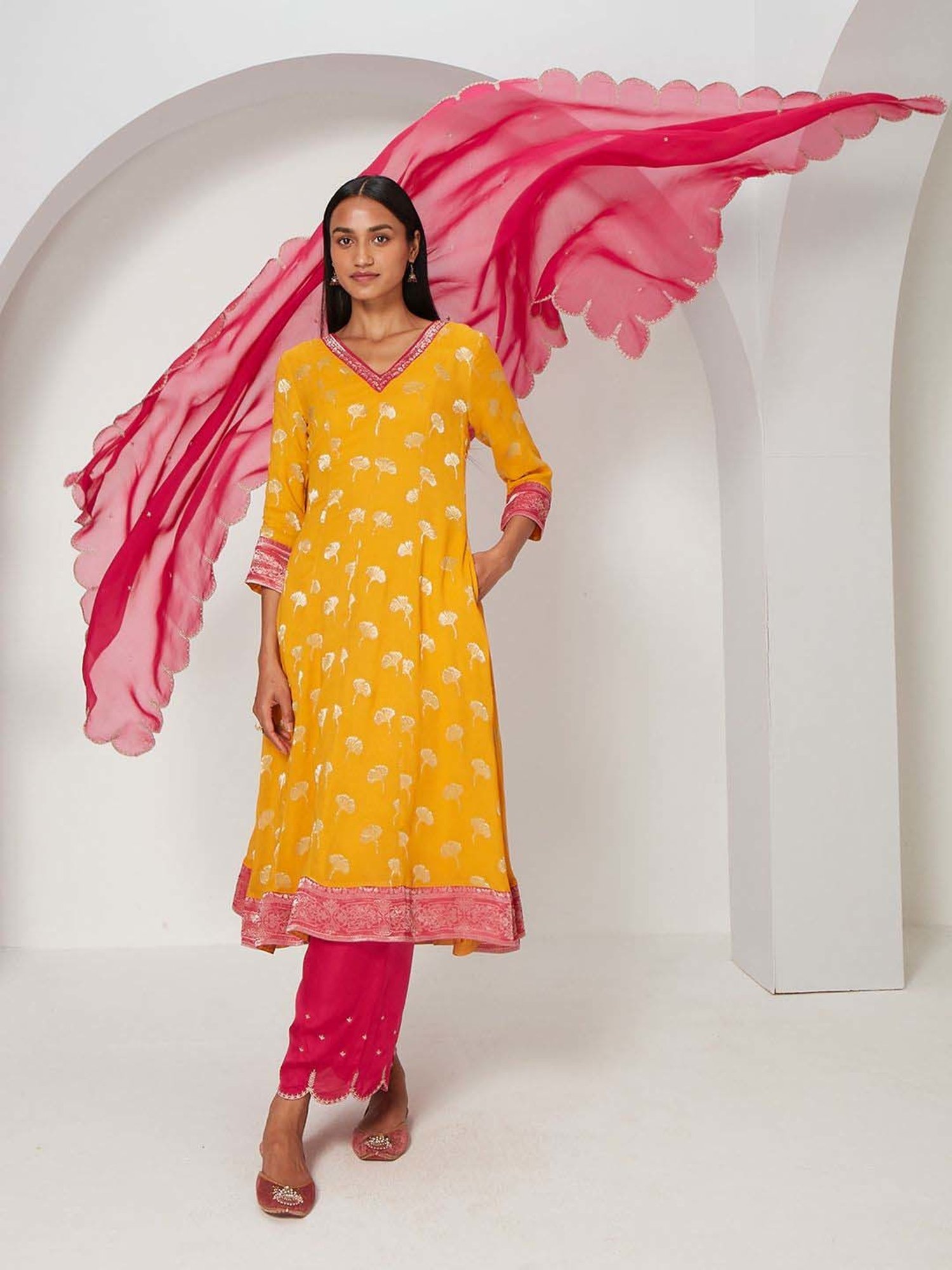 Ancestry Pink Embroidered Dupatta