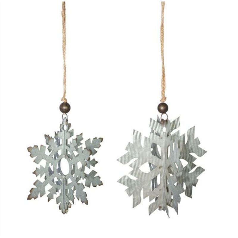 Melrose 8" Galvanized 3 Dimensional Snowflake Christmas Ornament - Silver