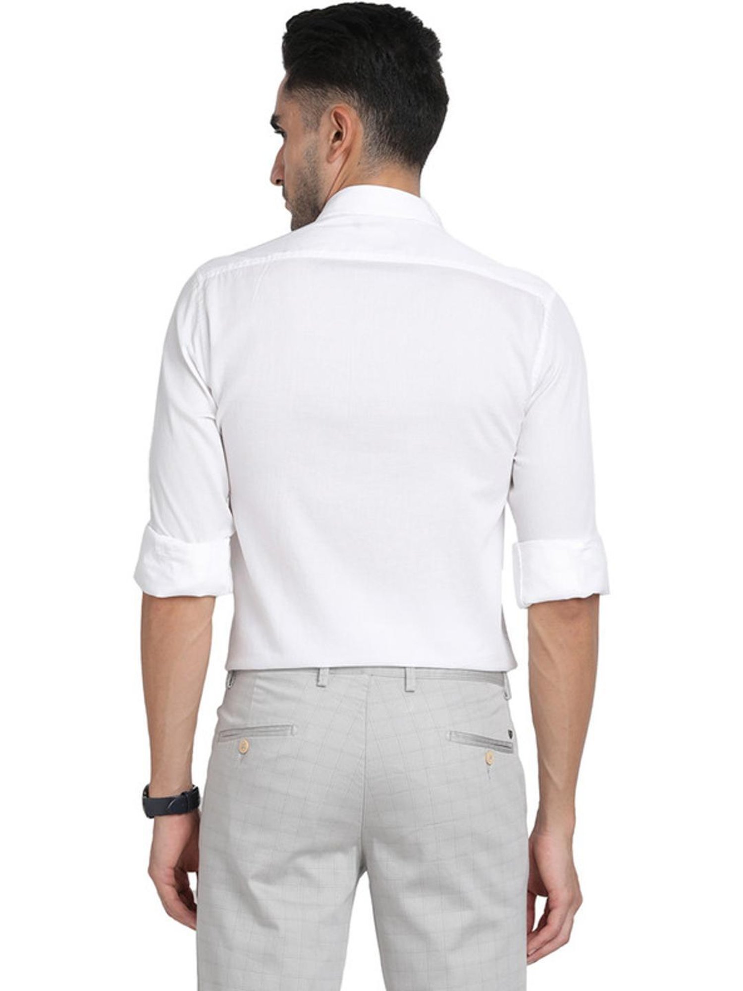 Turtle White Cotton Slim Fit Shirts