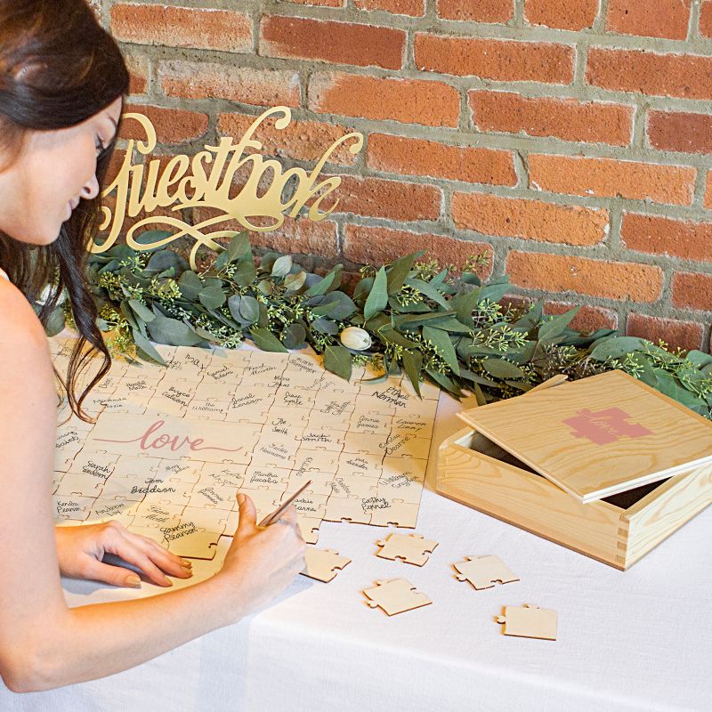 "Love" Wedding Guestbook Puzzle Tan