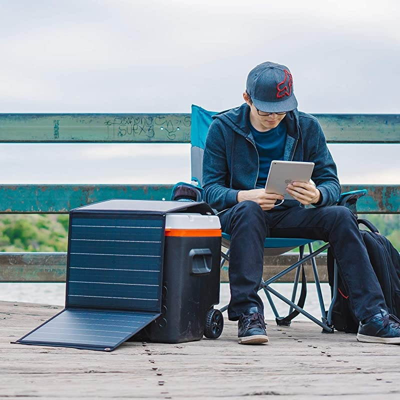 60W Portable Foldable Solar Panel Battery Charger with Dual USB Ports amp 18V DC Output for Portable Generator Power Station Cell Phone GoPro Laptop Tablet GPS iPhone iPad Camera