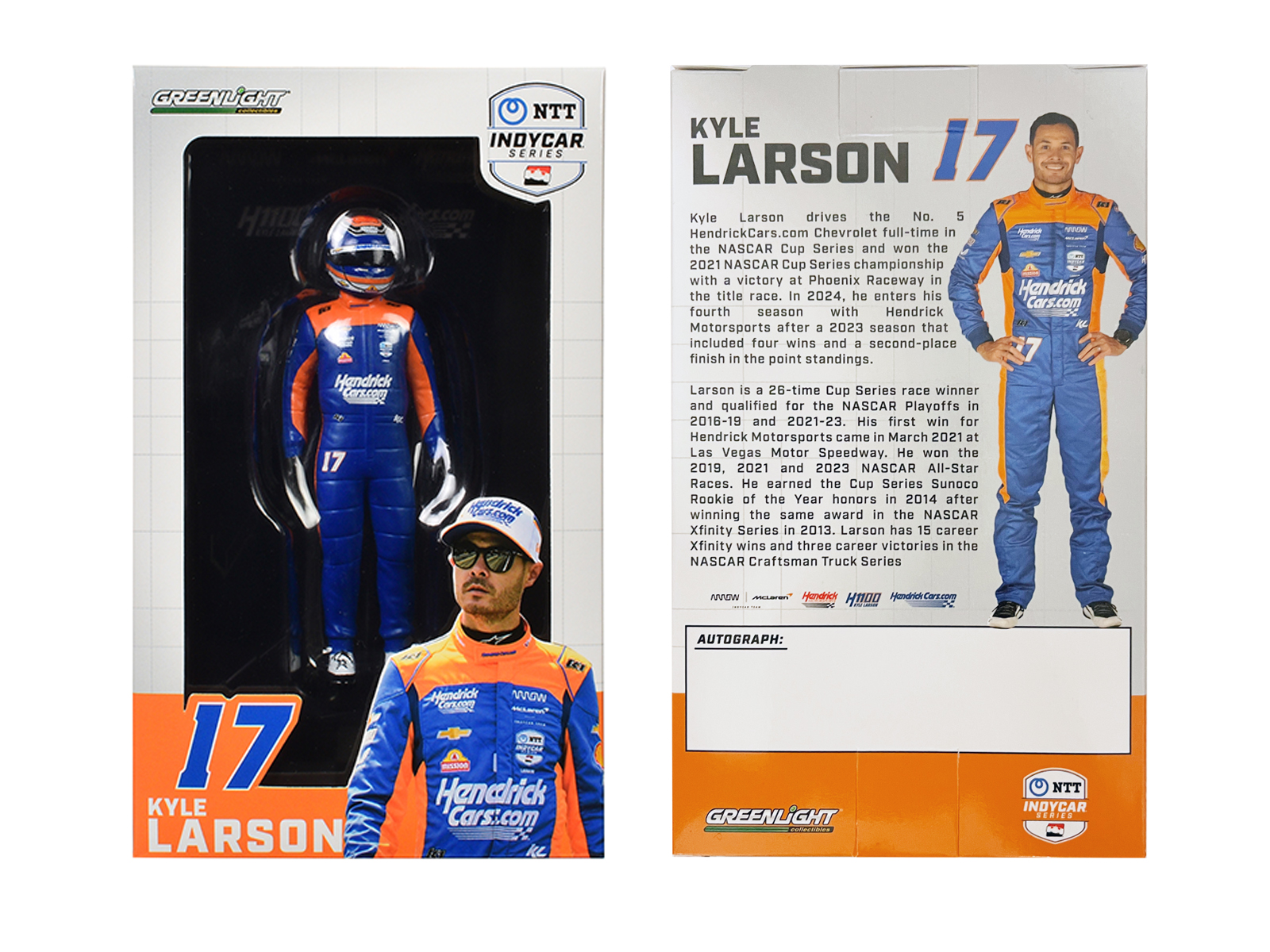 "NTT IndyCar Series" #17 Kyle Larson Driver Figure "Hendrickcars.com -  Arrow McLaren" for 1/18 Scale Models by Greenlight