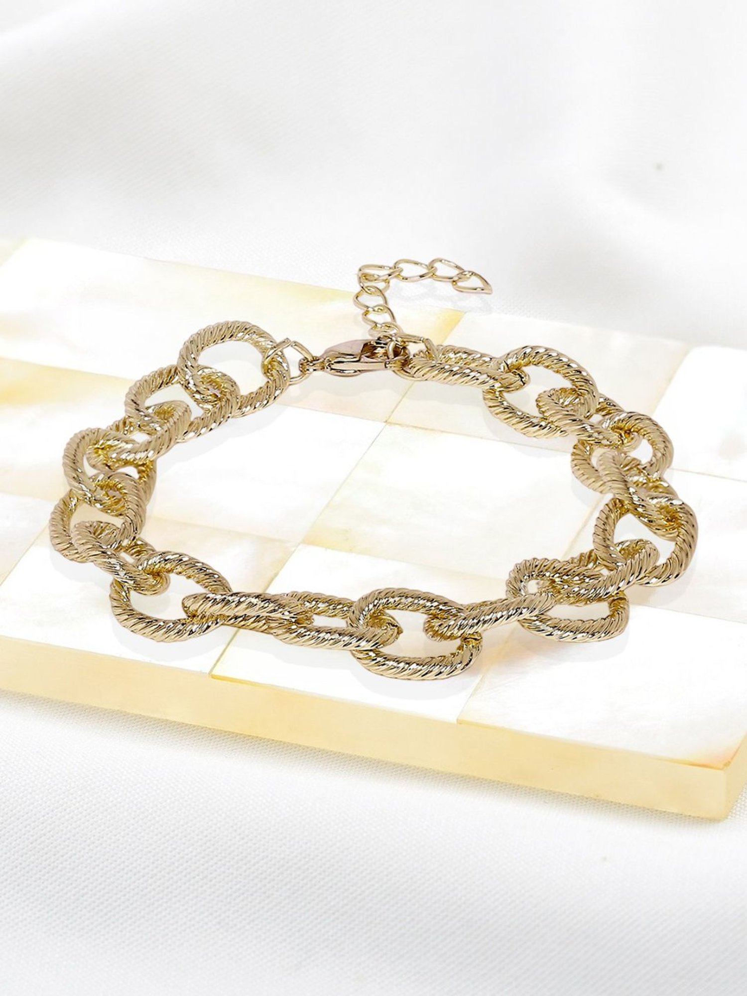 OOMPH Golden Tone Stylish Latest Loop Chain Fashion Bracelet for Women