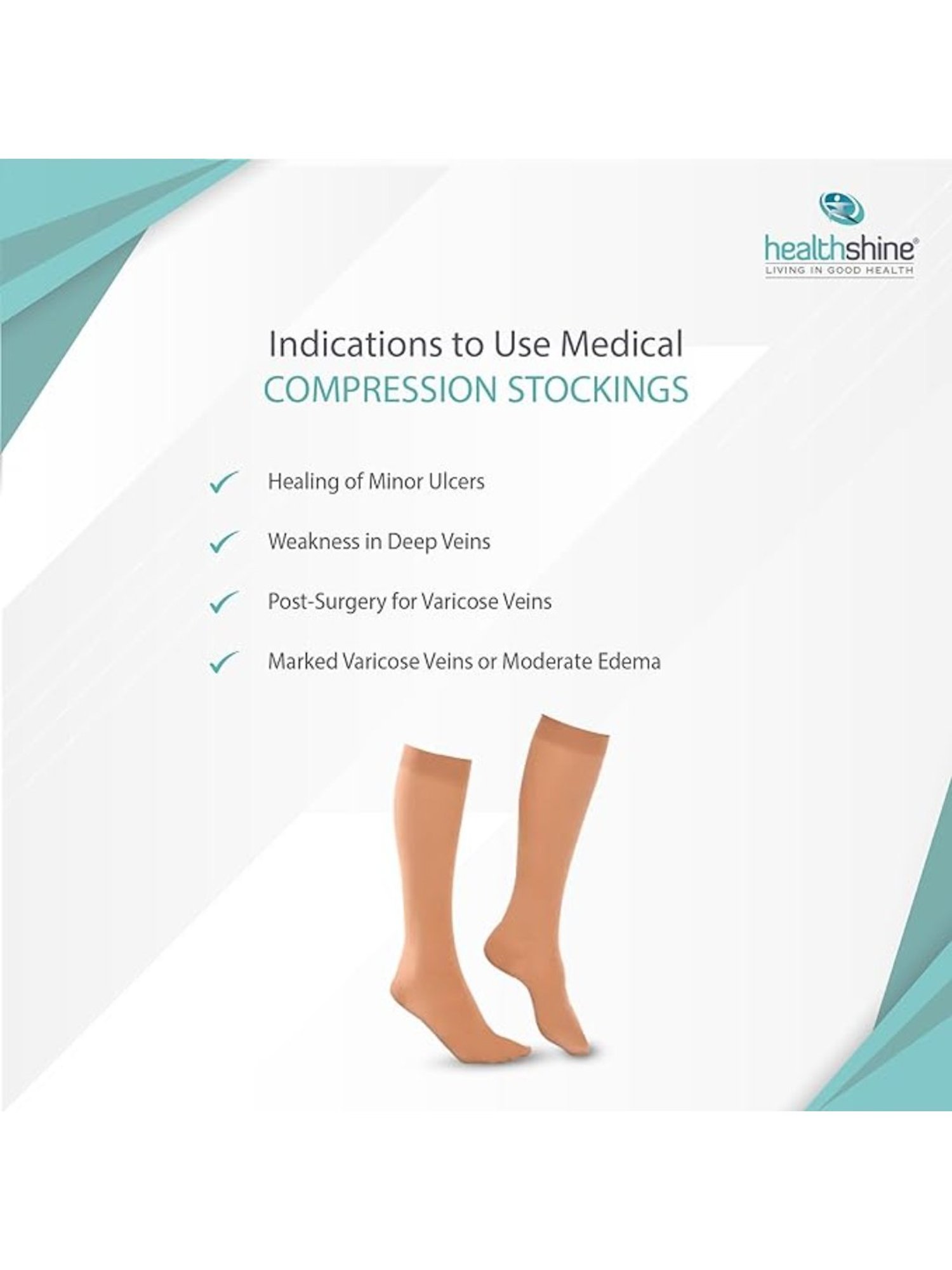 Healthshine Medical Compression Stockings Class II Knee Length for Men and Women, XL (Beige)