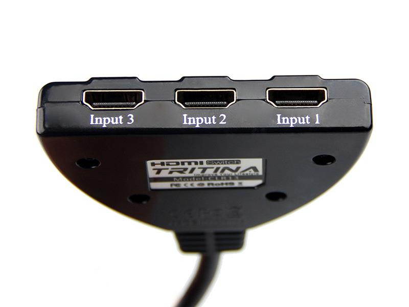 Tritina 3-in-1 HDMI Switcher with Cable Auto Sensor and Manual Splitter Supprt Hight resolution 1080p HDTV,DVD,XBOX,WII,TV BOX, etc.