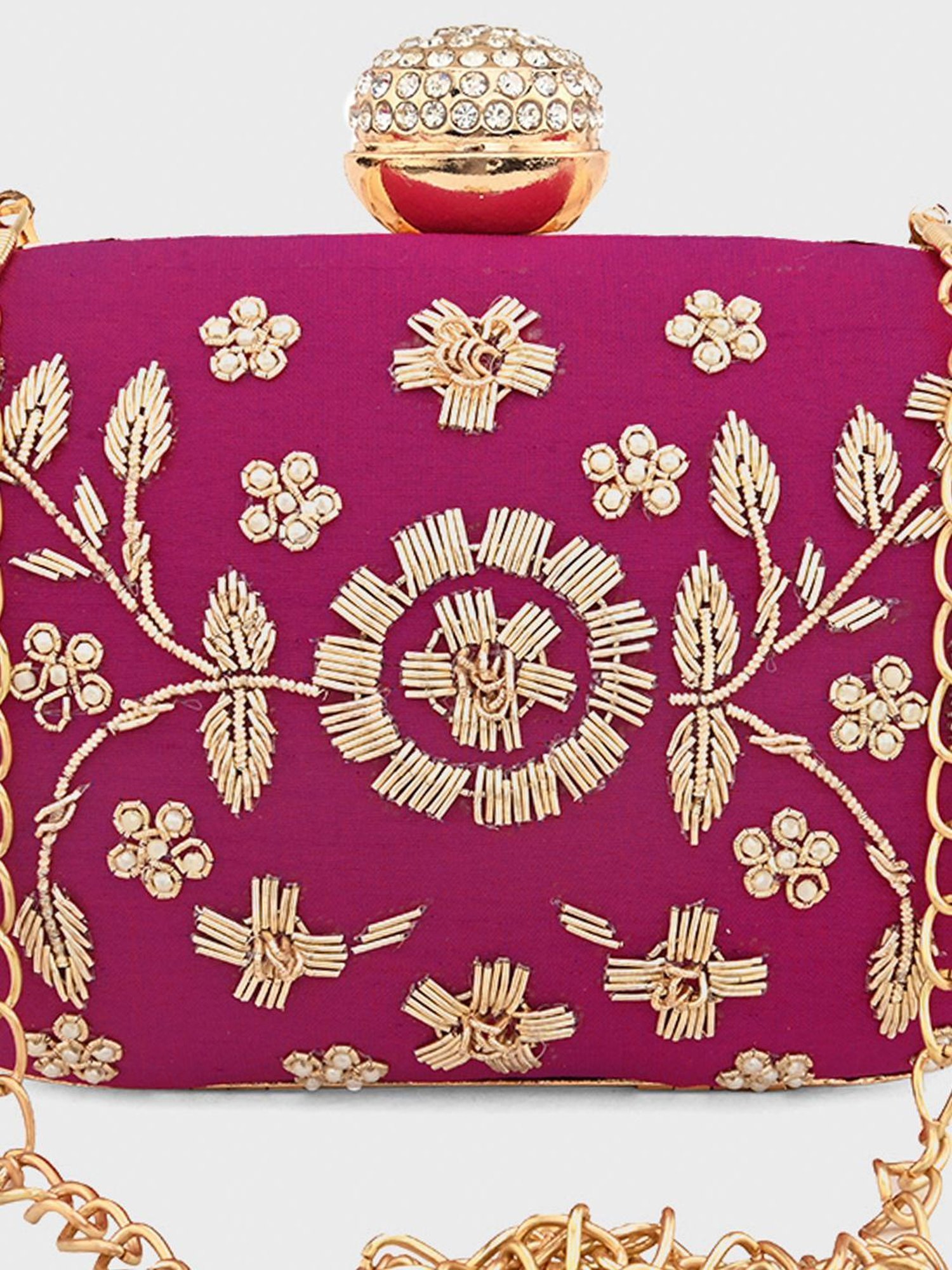 Gaurapakhi Purple Embroidered Clutch