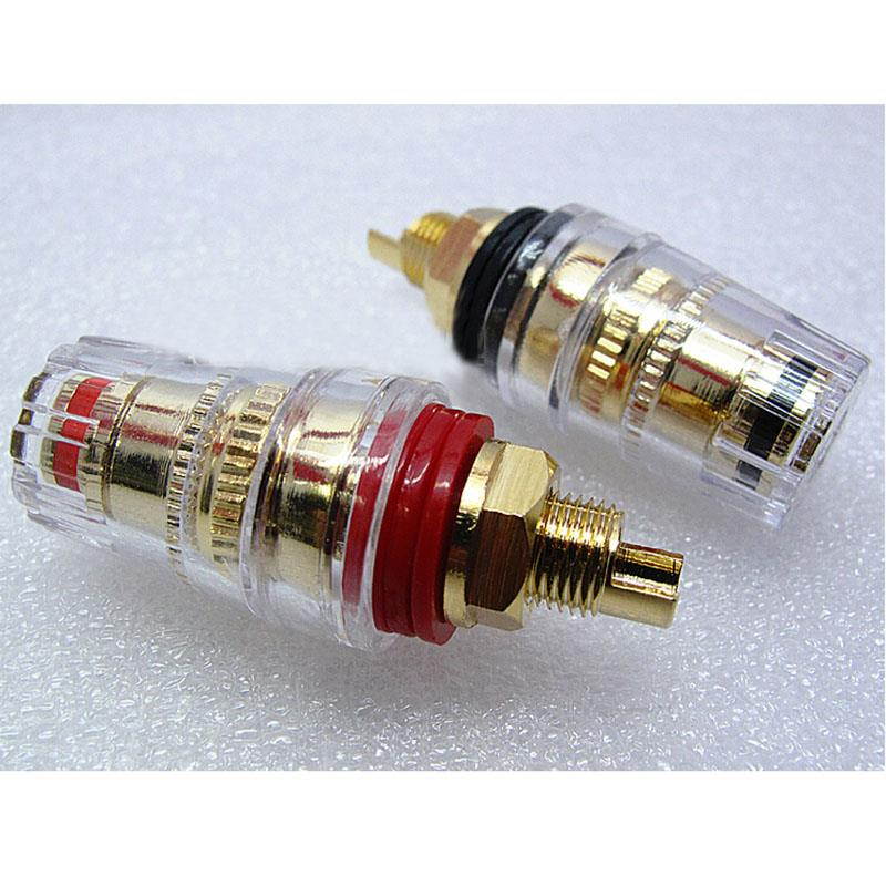 A pair 45mm Banana connector Gold-plated Banana plugs sockets Copper terminal for Stereo speakers