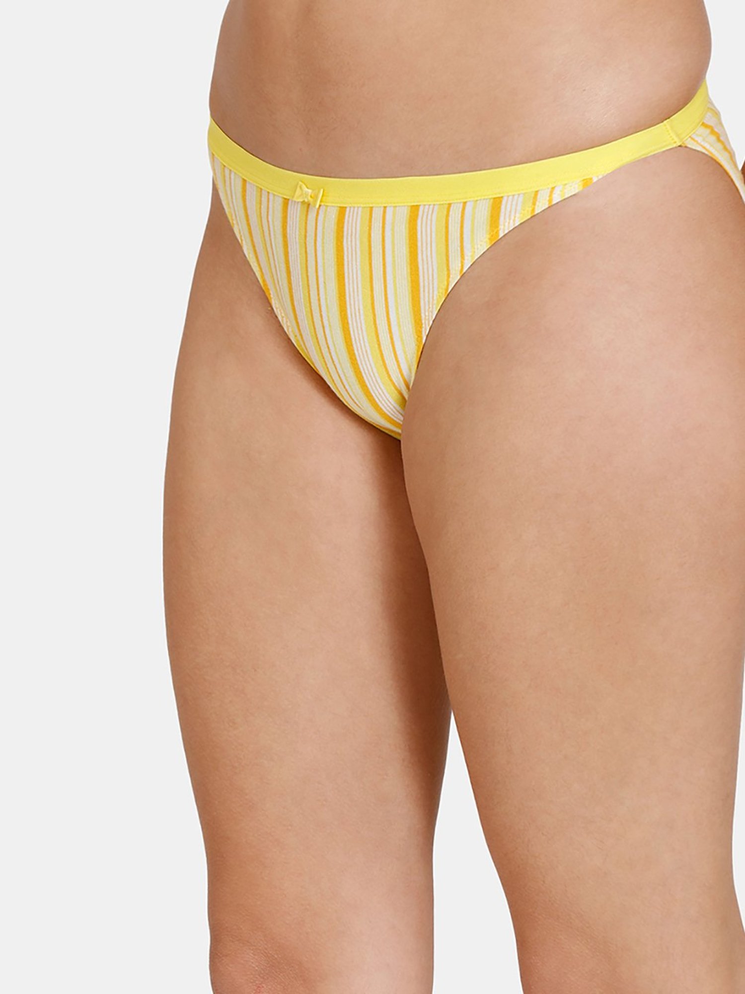 Zivame Yellow Striped Bikini Panty