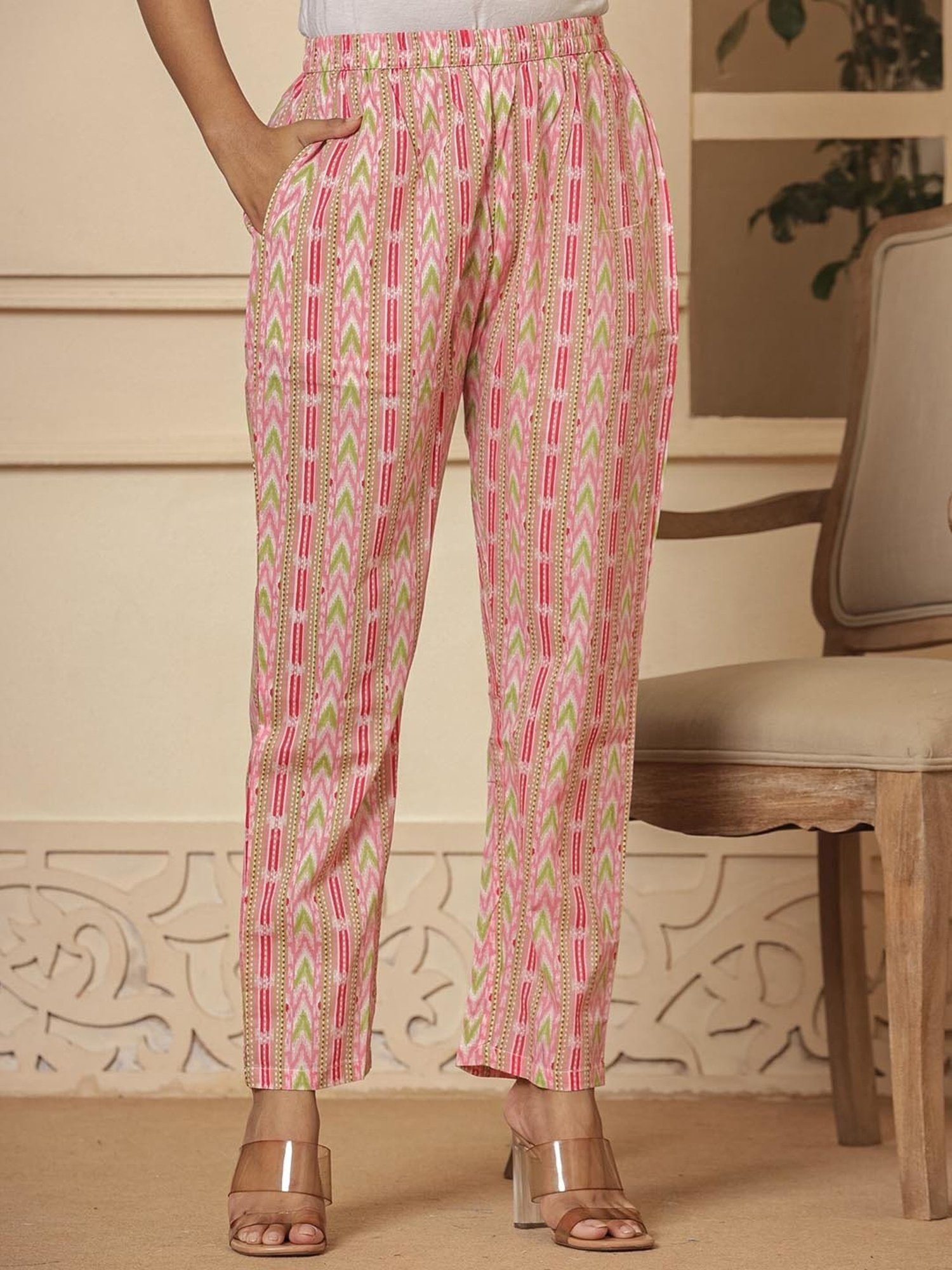 Yufta Off White & Pink Cotton Embroidered Kurta & Pant Set with Dupatta