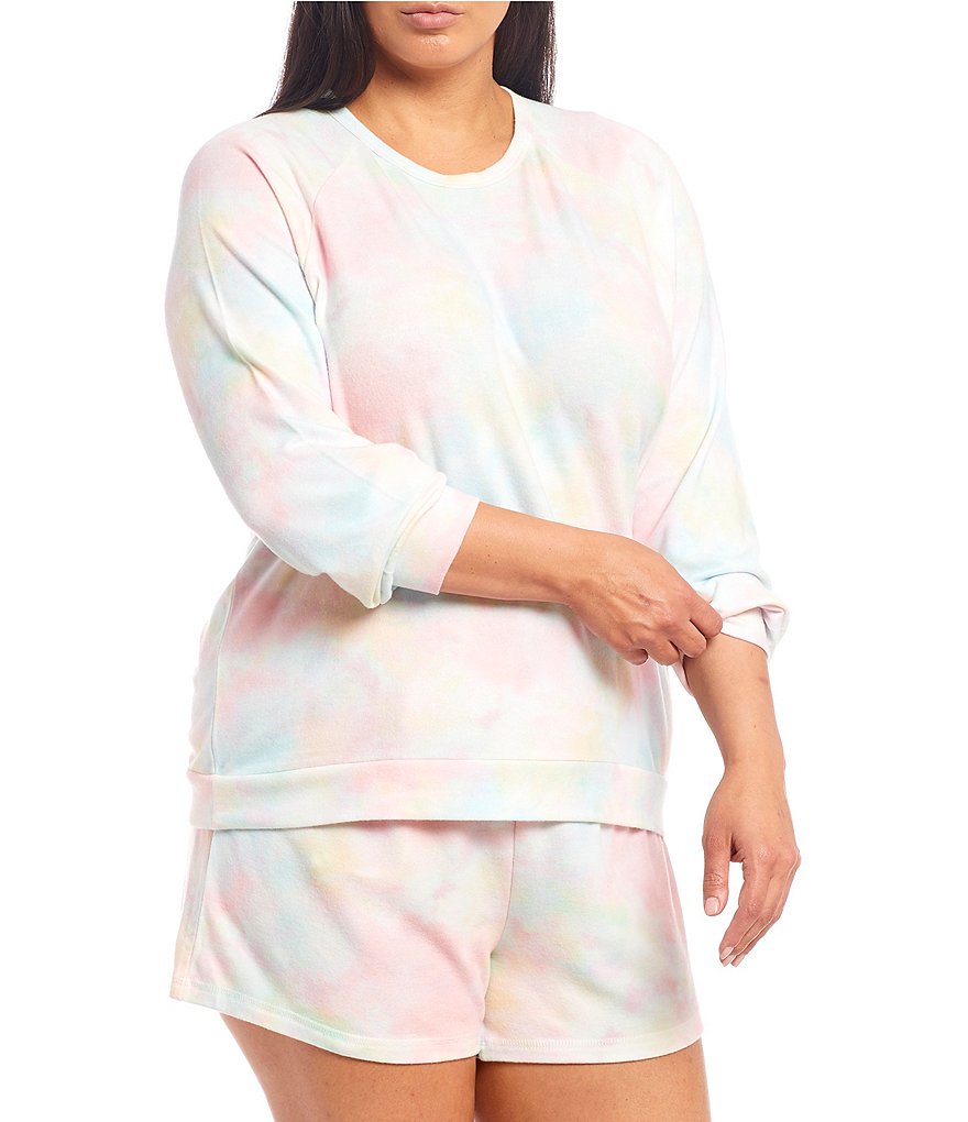 PJ Salvage Plus Rainbow Tie-Dye Printed Jersey Sleep Top