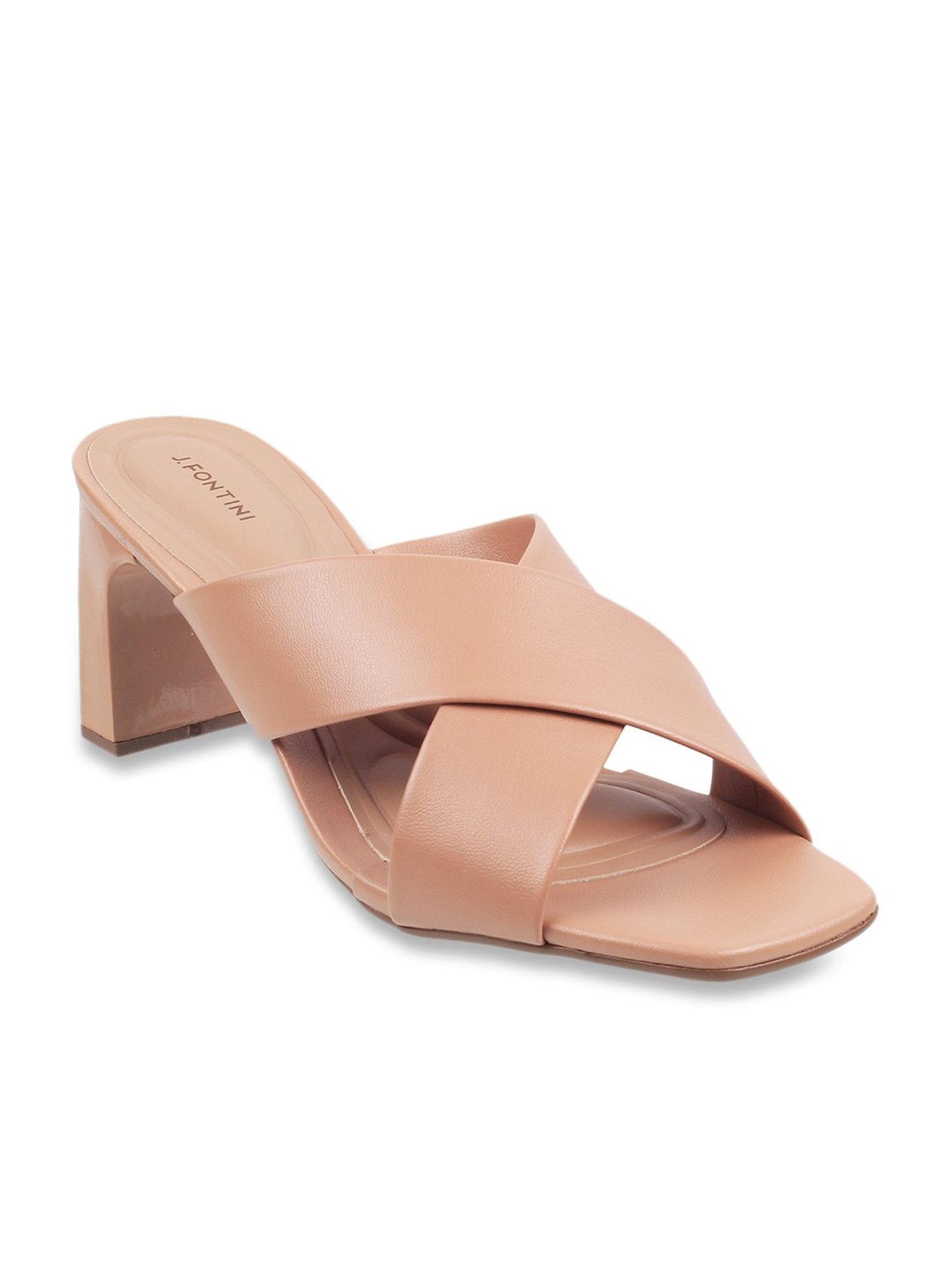 J. Fontini by Mochi Women's Nude Pink Cross Strap Sandals