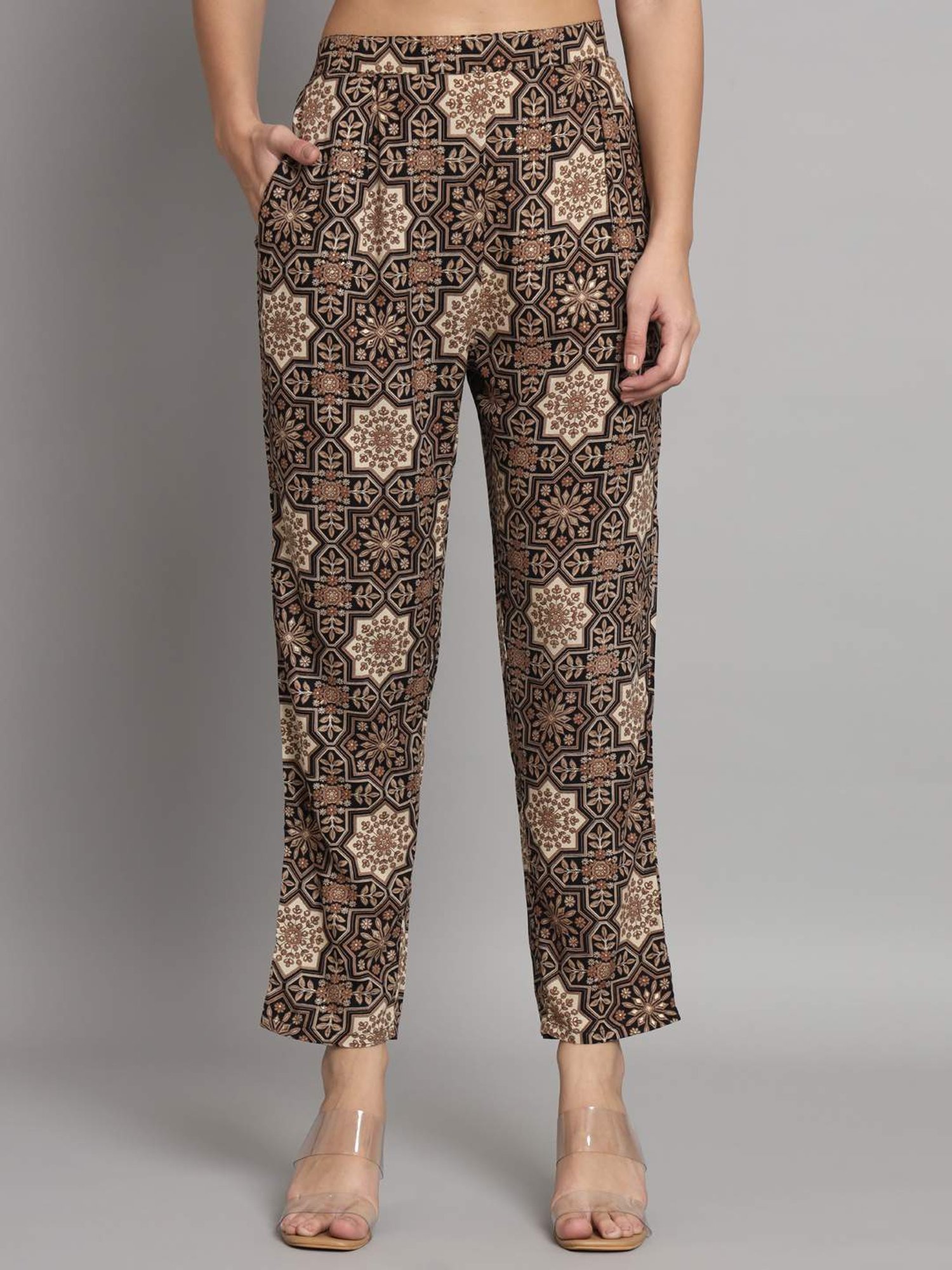 READIPRINT FASHIONS Black Printed Top Pant Set