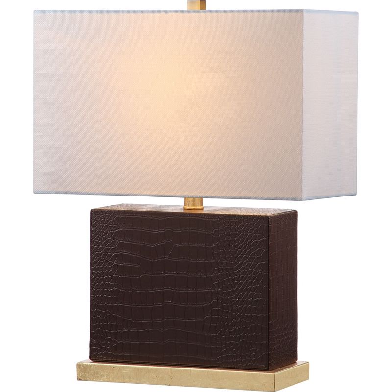20.5" Delia Faux Crocodile Table Lamp Brown (Includes CFL Light Bulb) - Safavieh