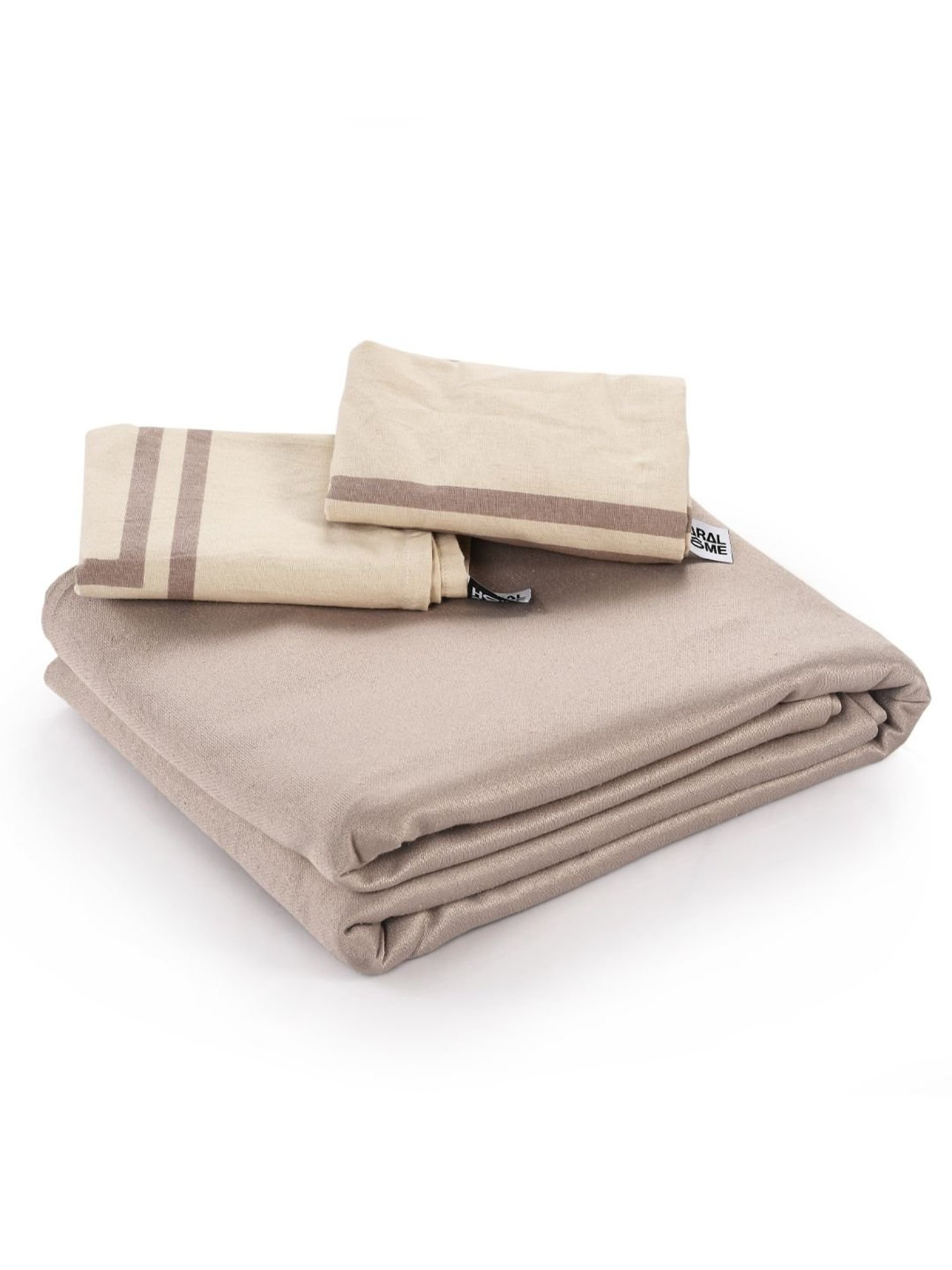 Saral Home Abstract Beige 155 TC Cotton Double Sized Bed Sheet with 2 Pillow Covers