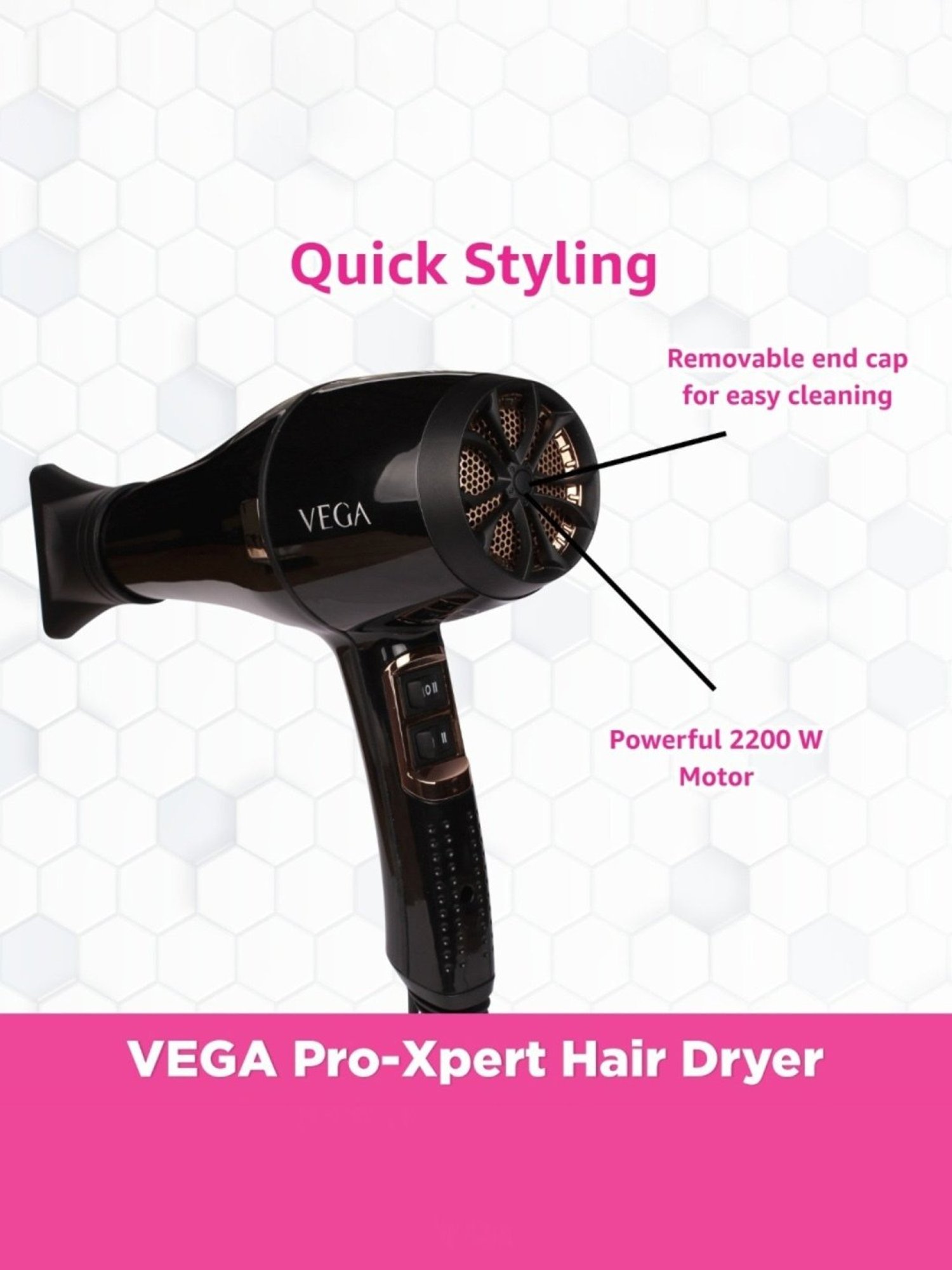 Staunch SHD2011 1600W Compact and Foldable Hair Dryer (White and Pink)