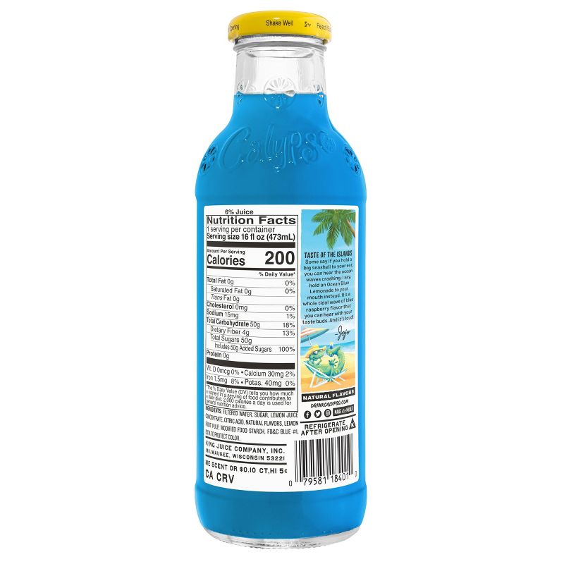 Calypso Ocean Blue Lemonade - 16 fl oz Glass Bottle