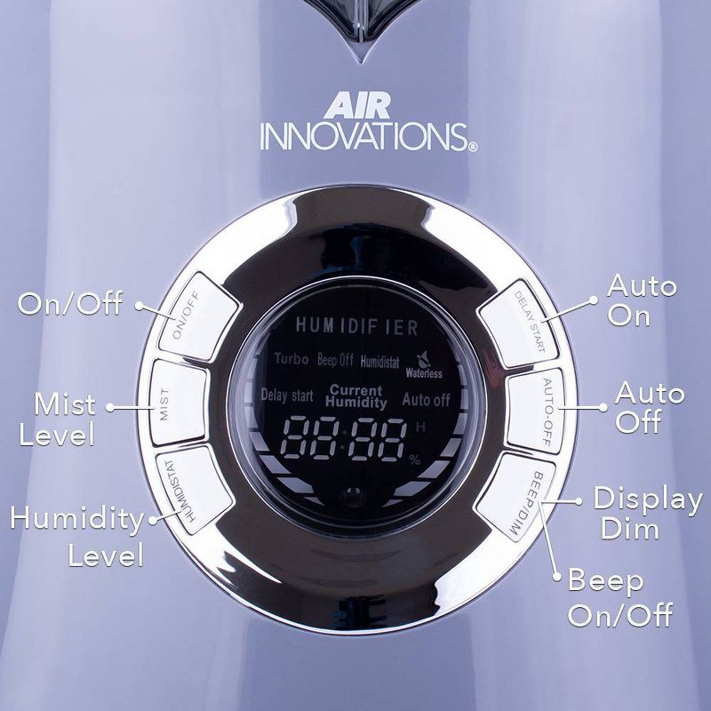 Air Innovations 2.15 Gal Ultrasonic Cool Mist Humidifier with Aroma Tray Platinum