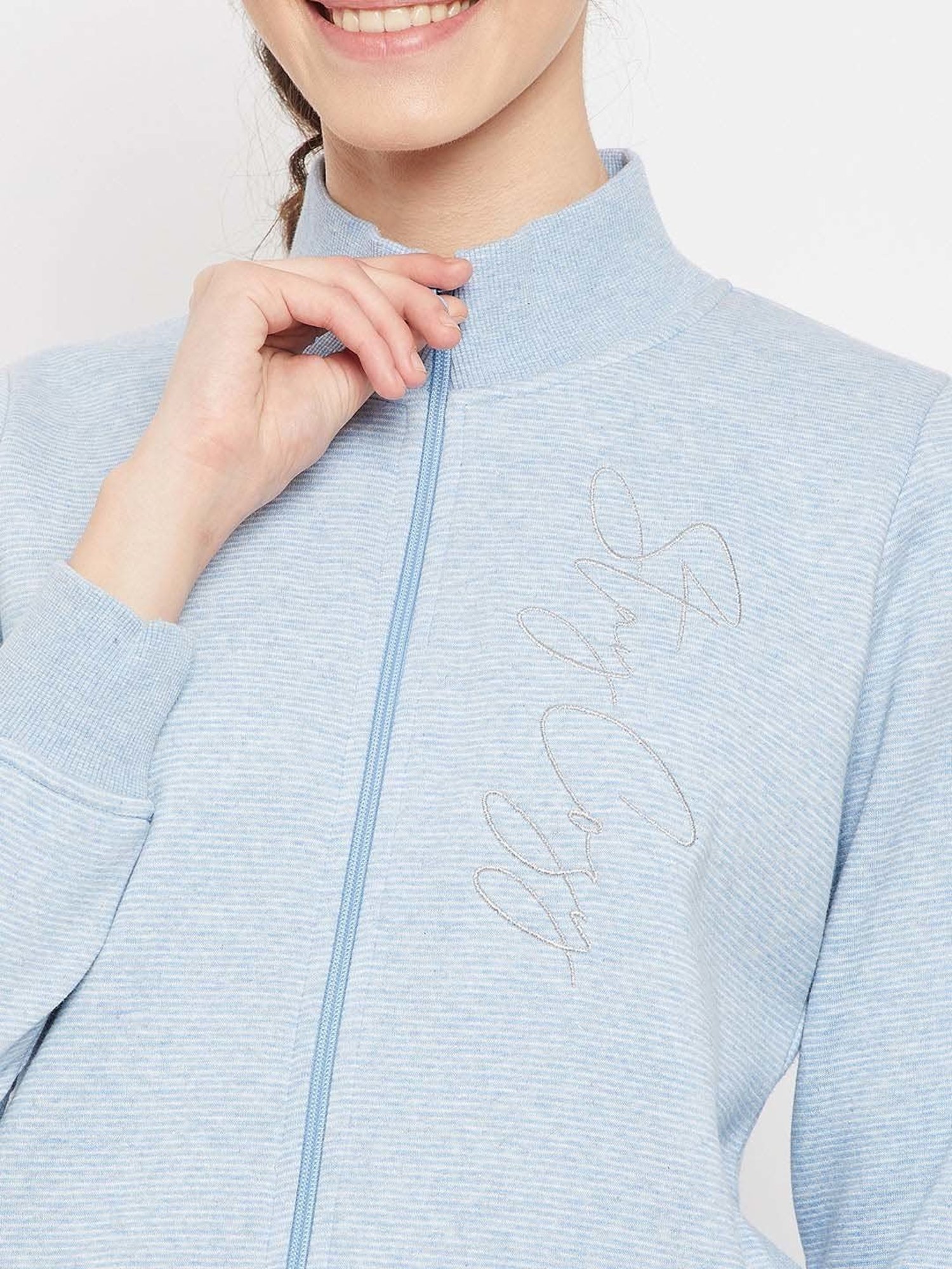 MADAME M Secret Blue Striped Jacket Track Pants Set