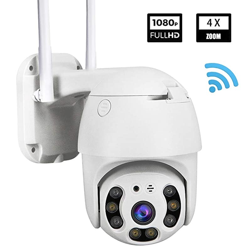 WiFi Security Camera System Wireless 1080P PTZ IP Dome Camera WaterproofOutdoor Night VisionTwo Way AudioMotion DetectionAlarm Remote Intelligent Support Micro SD Card