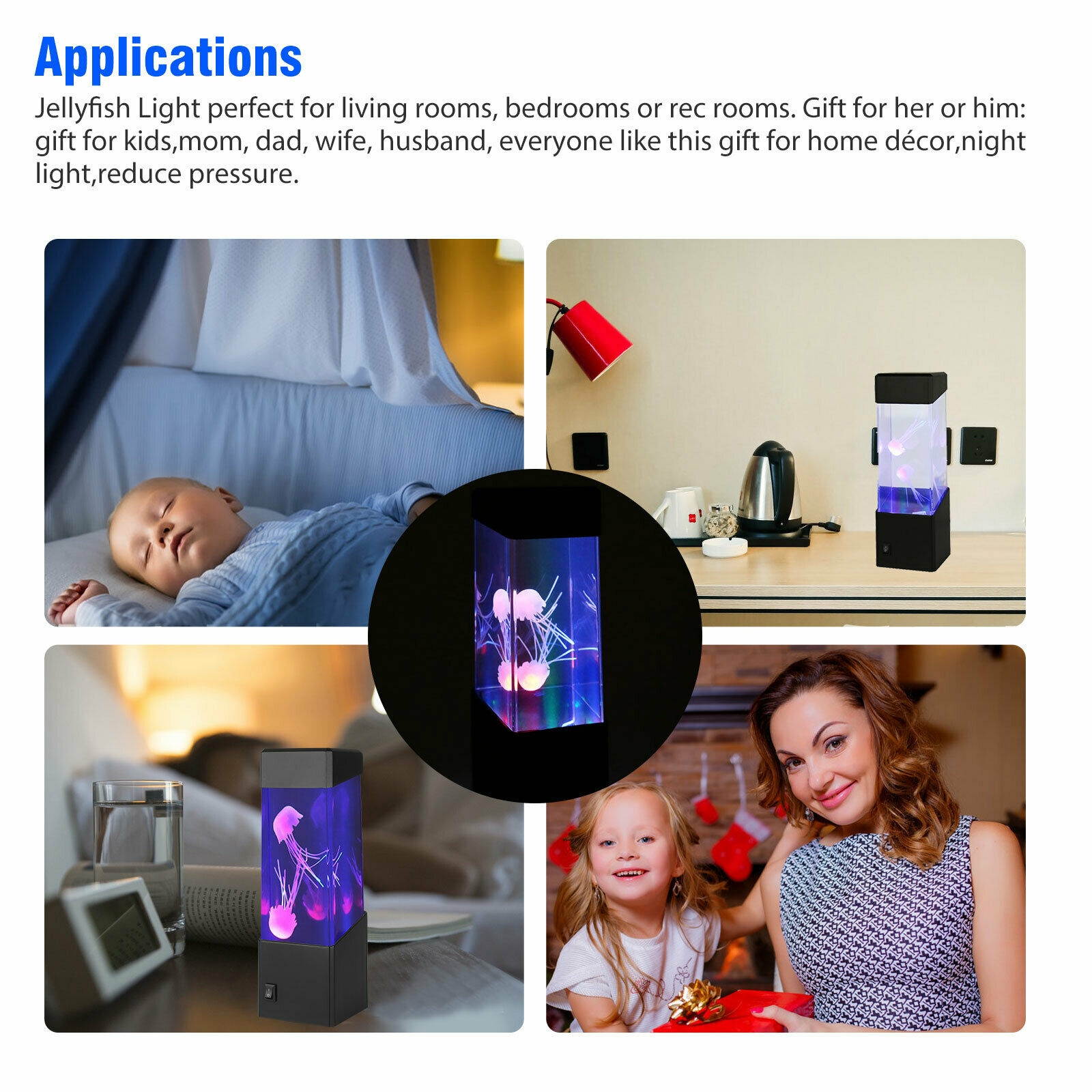Jellyfish LED Lighting Fish Tank Mood Lamp Night Light Colorful Change