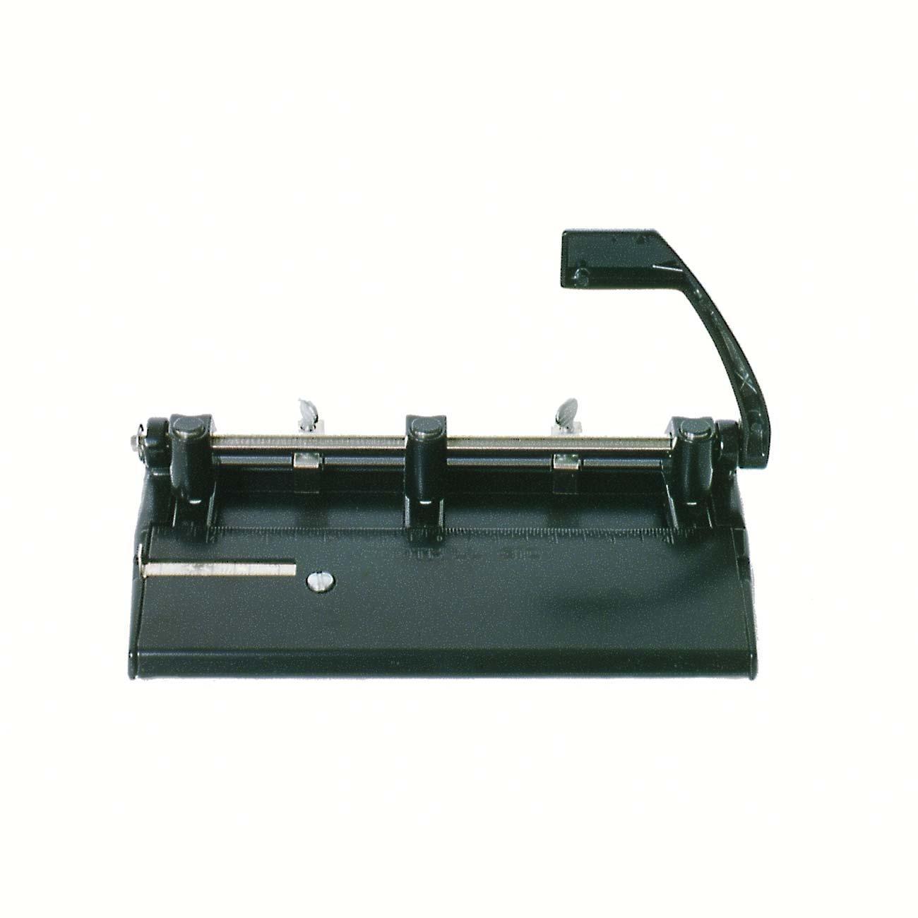 Adjustable 3-Hole Punch Heavy-Duty 9/32" Hole Black
