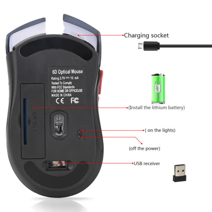 X30 Wireless Charging Mouse USB Charging Colorful Glowing Gaming Mouse