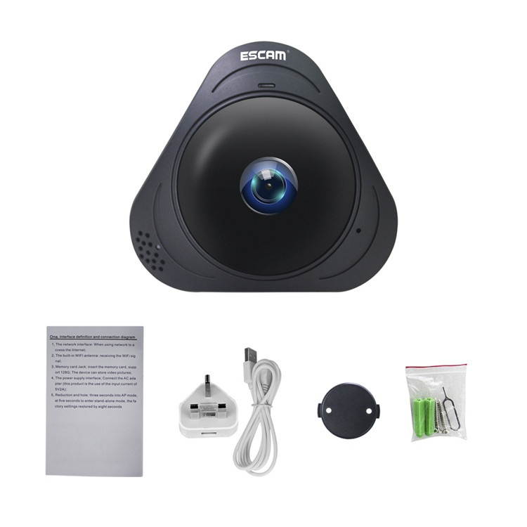 ESCAM Q8 960P 1.3MP 360 Degree VR Fisheye WiFi IR Infrared IP Camera Two Way Audio Motion Detector