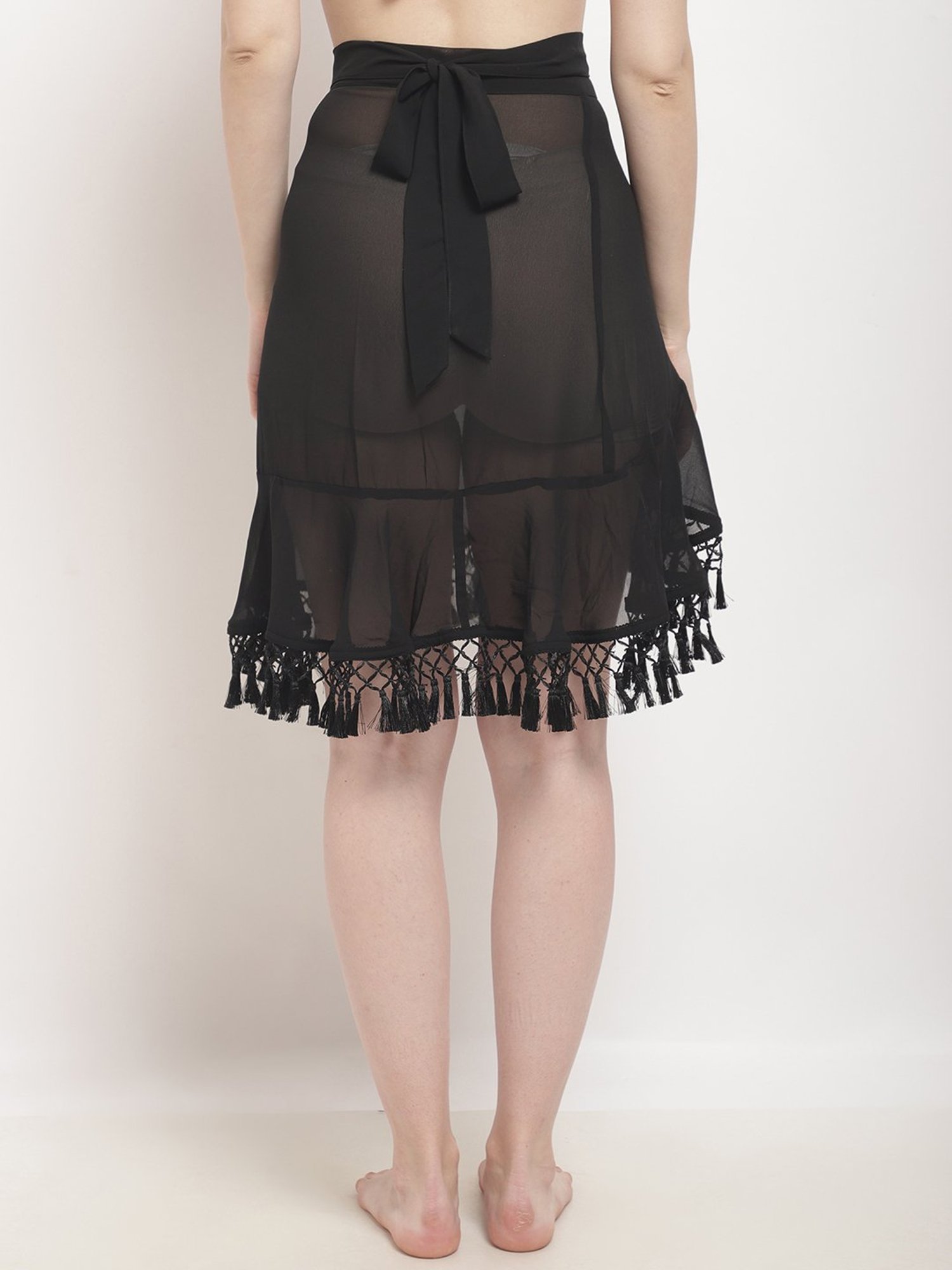 Erotissch Black Plain Beachwear Cover-Up Wrap Skirt