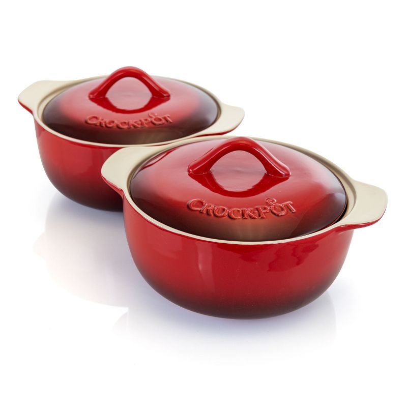 Crock-Pot  2 Piece 2.3 Quart Artisan Casserole Bakeware Set in Red
