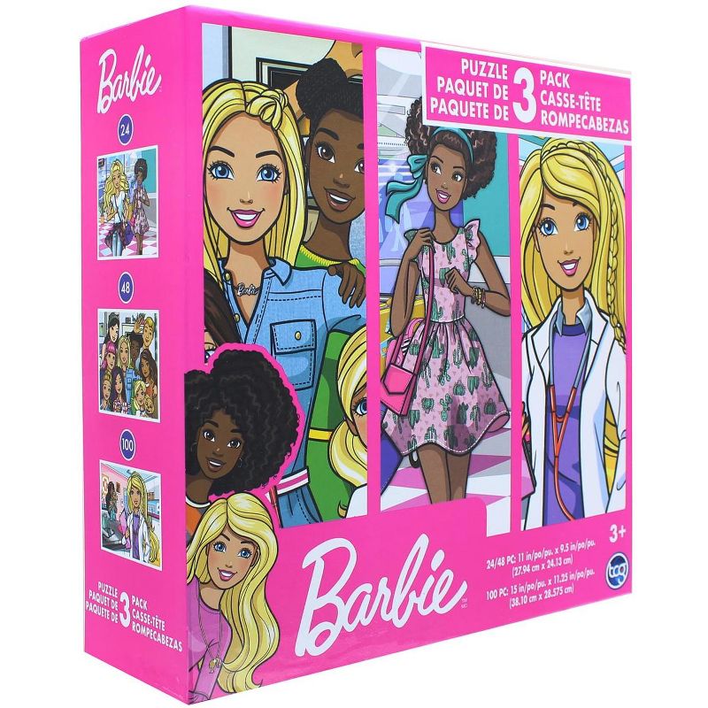 The Canadian Group Barbie Jigsaw Puzzle 3 Pack |  24, 48, & 100 Pieces