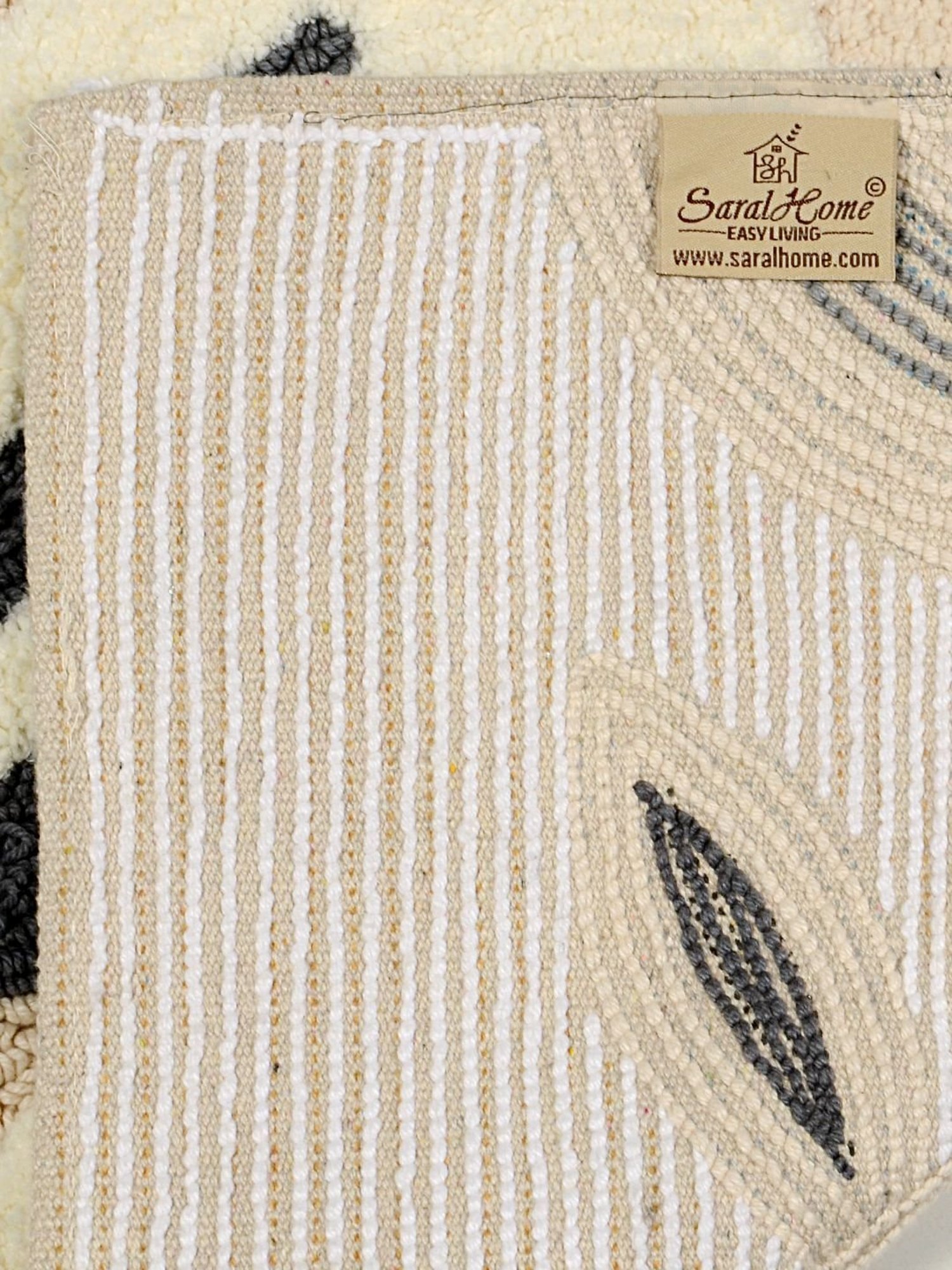 Saral Home Grey Cotton Floral Bath Mat 50X80 cm