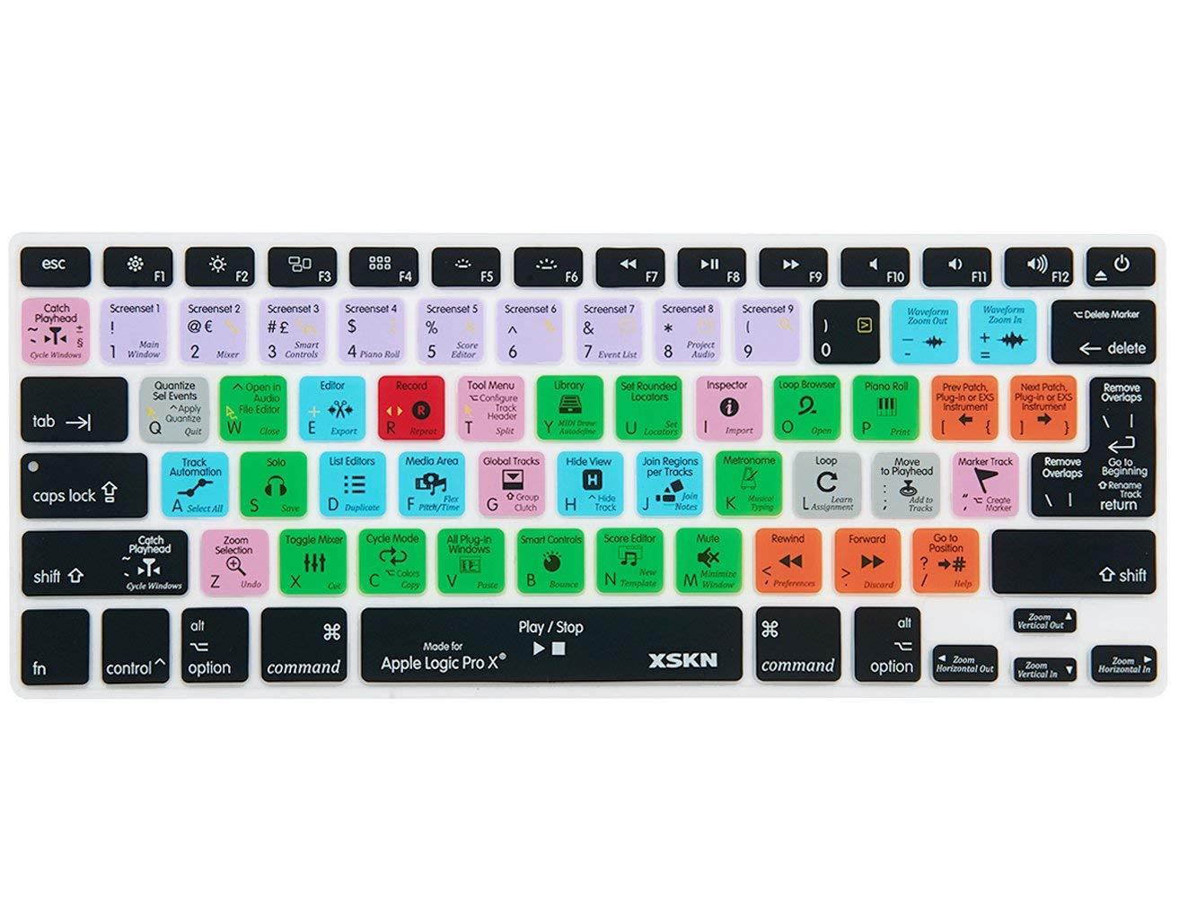 XSKN for Apple Logic Pro X 10 Shortcut Design Silicone Keyboard Skin Cover for Macbook 13 15 17 inch (US & EU Layout)