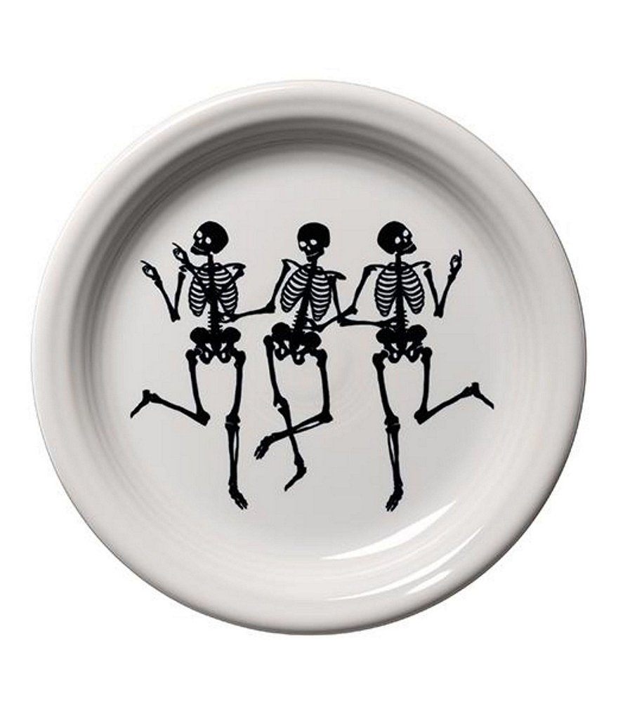 Fiesta Halloween Trio Of Skeletons Appetizer Plate